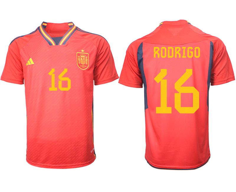 Men 2022 World Cup National Team Spain home aaa version red #16 Soccer Jerseys->customized soccer jersey->Custom Jersey